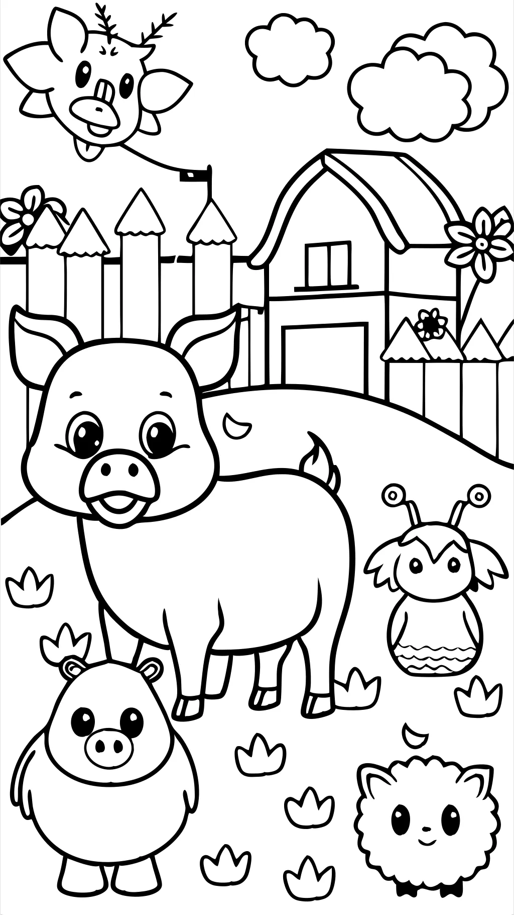 Páginas para colorear de animales de granja preescolar